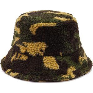 WETMT Women Furry Fur  Winter Warm Plush Fisherman Fluffy Sherpa Bucket Hat